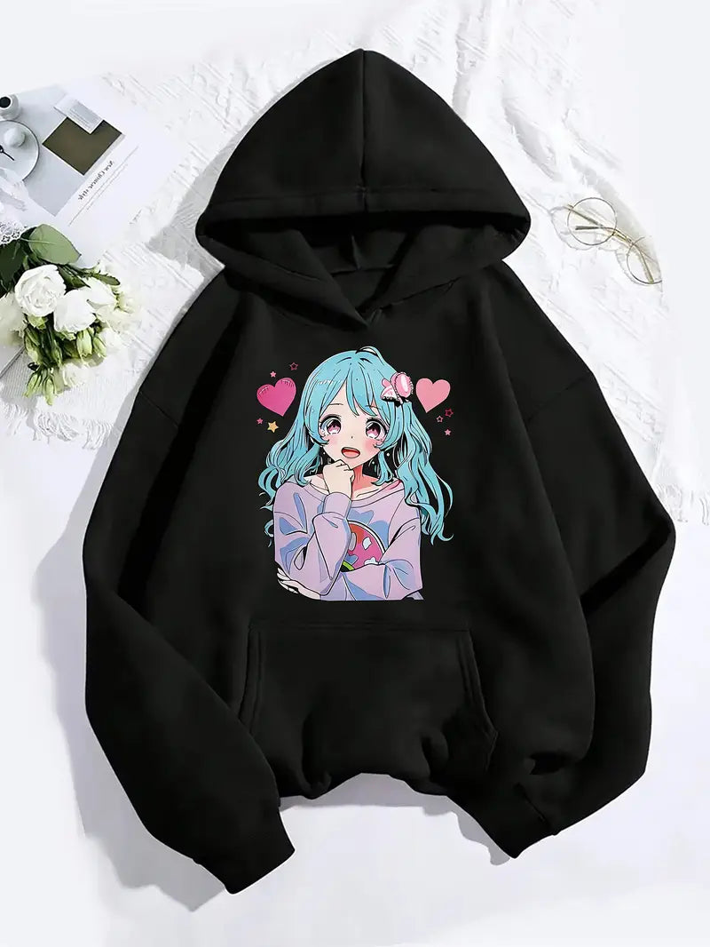 Women's Anime Character Print Hoodie