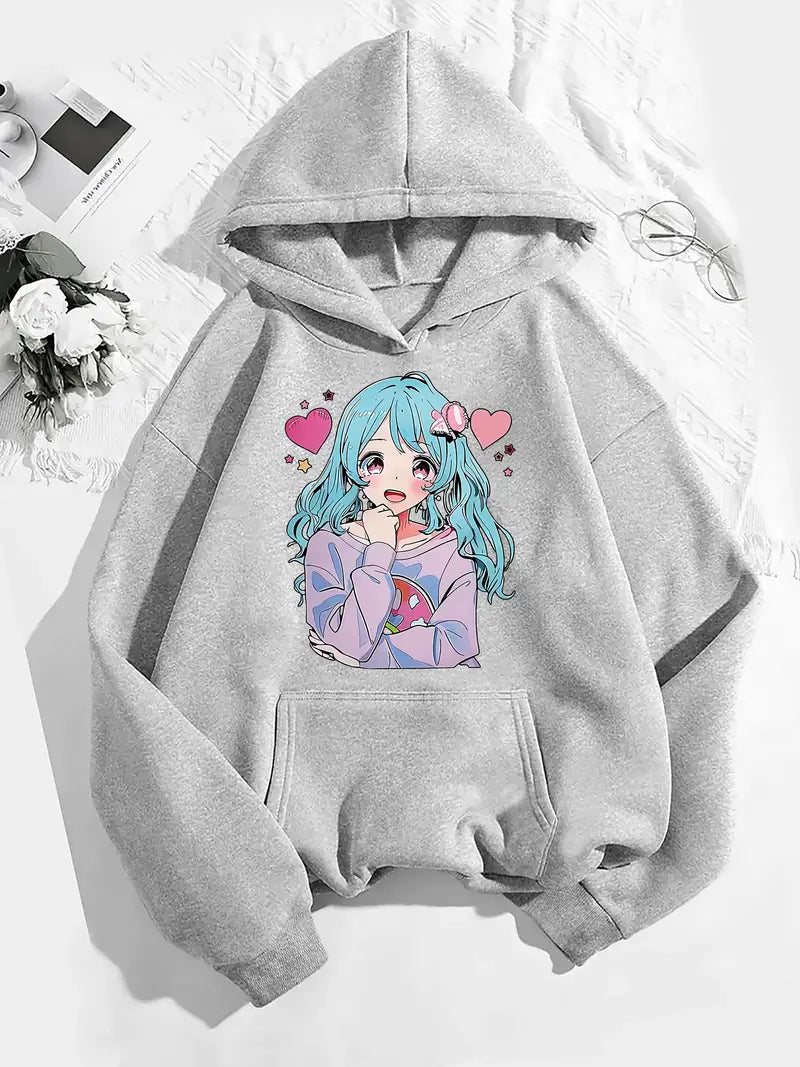 Women's Anime Character Print Hoodie