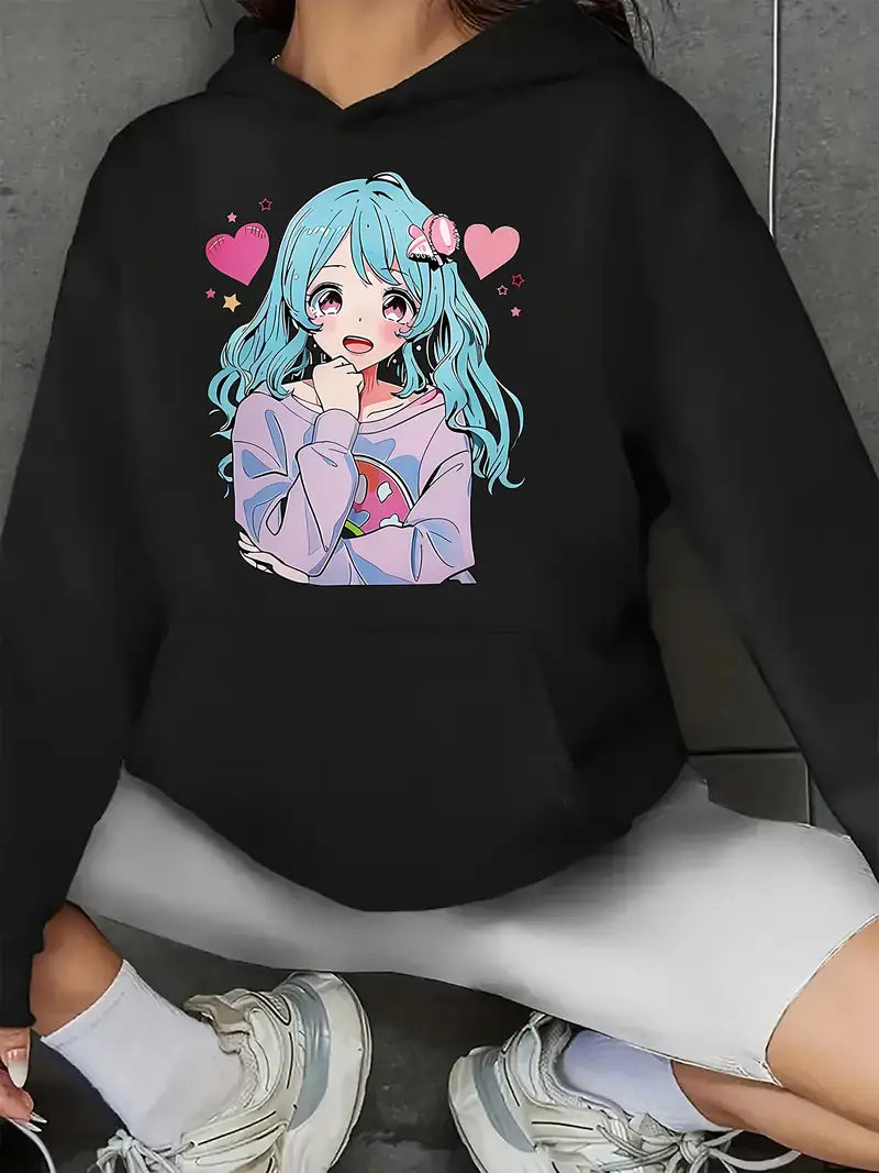 Women's Anime Character Print Hoodie