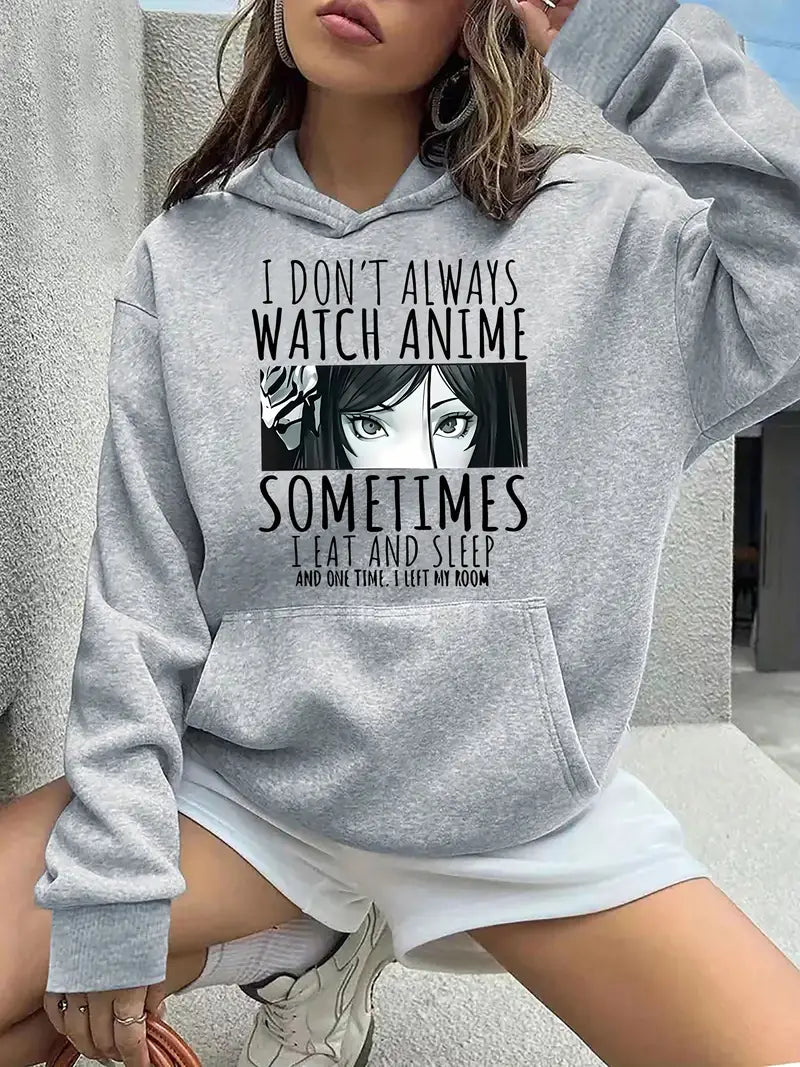 Women's Trendy Anime Print Hoodie